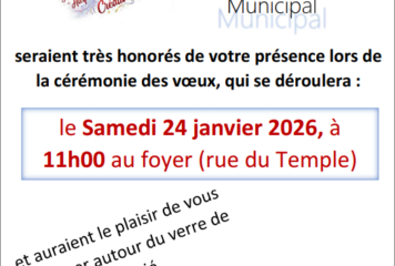 Cérémonie des vœux 24 janvier à 11h00