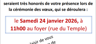 Cérémonie des vœux 24 janvier à 11h00